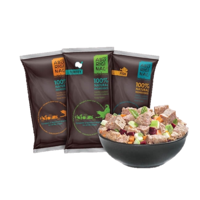 אבוריג'ינל מזון לכלבים מארז 15 ק"ג מגוון: עוף ,דגים והודו